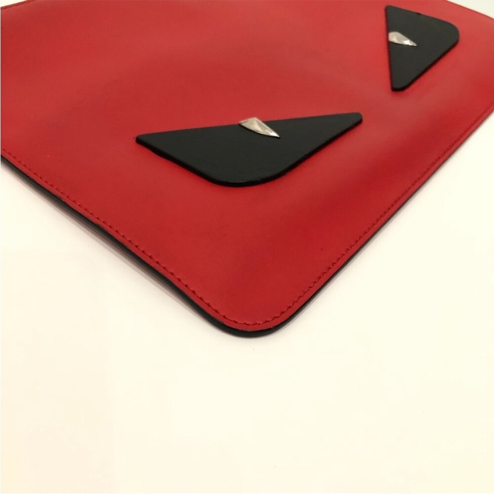 Fendi Red Leather Monster Eye Zipper Clutch - Picture 5 of 10